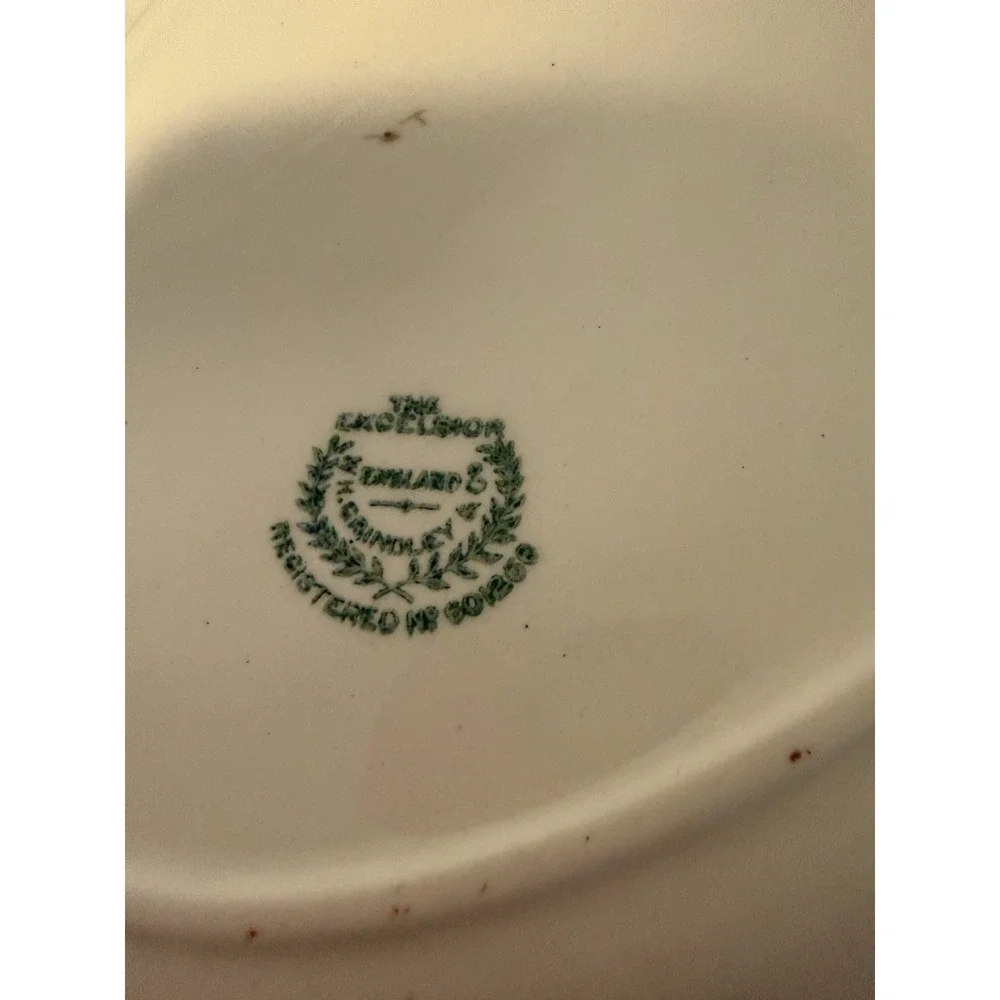 Rare WH Grindley Excelsior Antique Ironstone Octagonal Platters + Oval Bowl 1910
